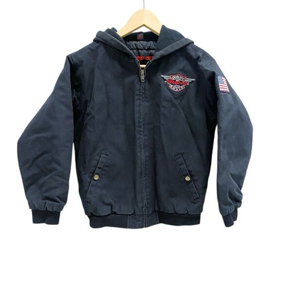 Snap-on Tools Other - Snap-on Tools Youth Hooded Work Jacket Black Zip-Up American Flag Patch Large
